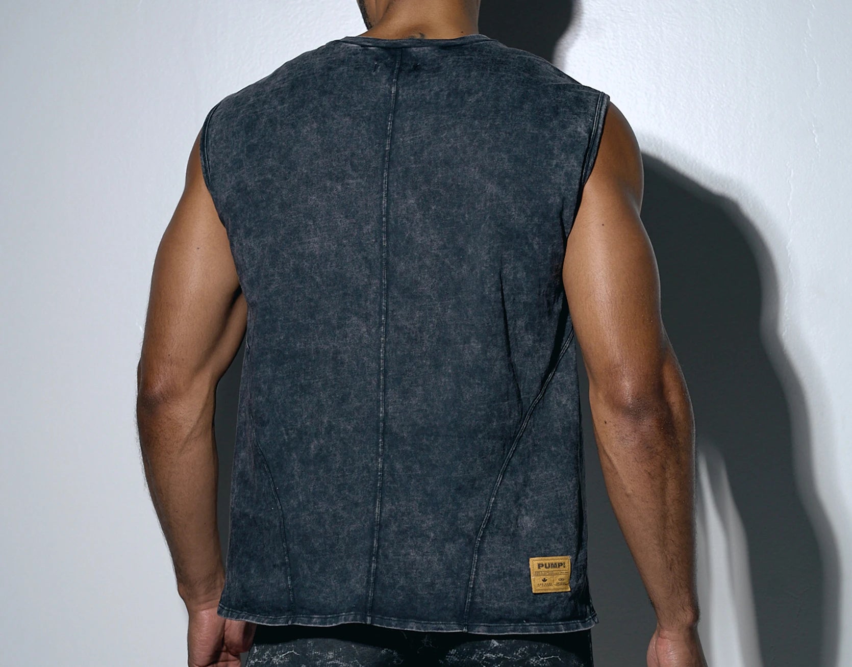 PUMP! Washed Denim Black Tank Top - BANG & STRIKE (view 4)