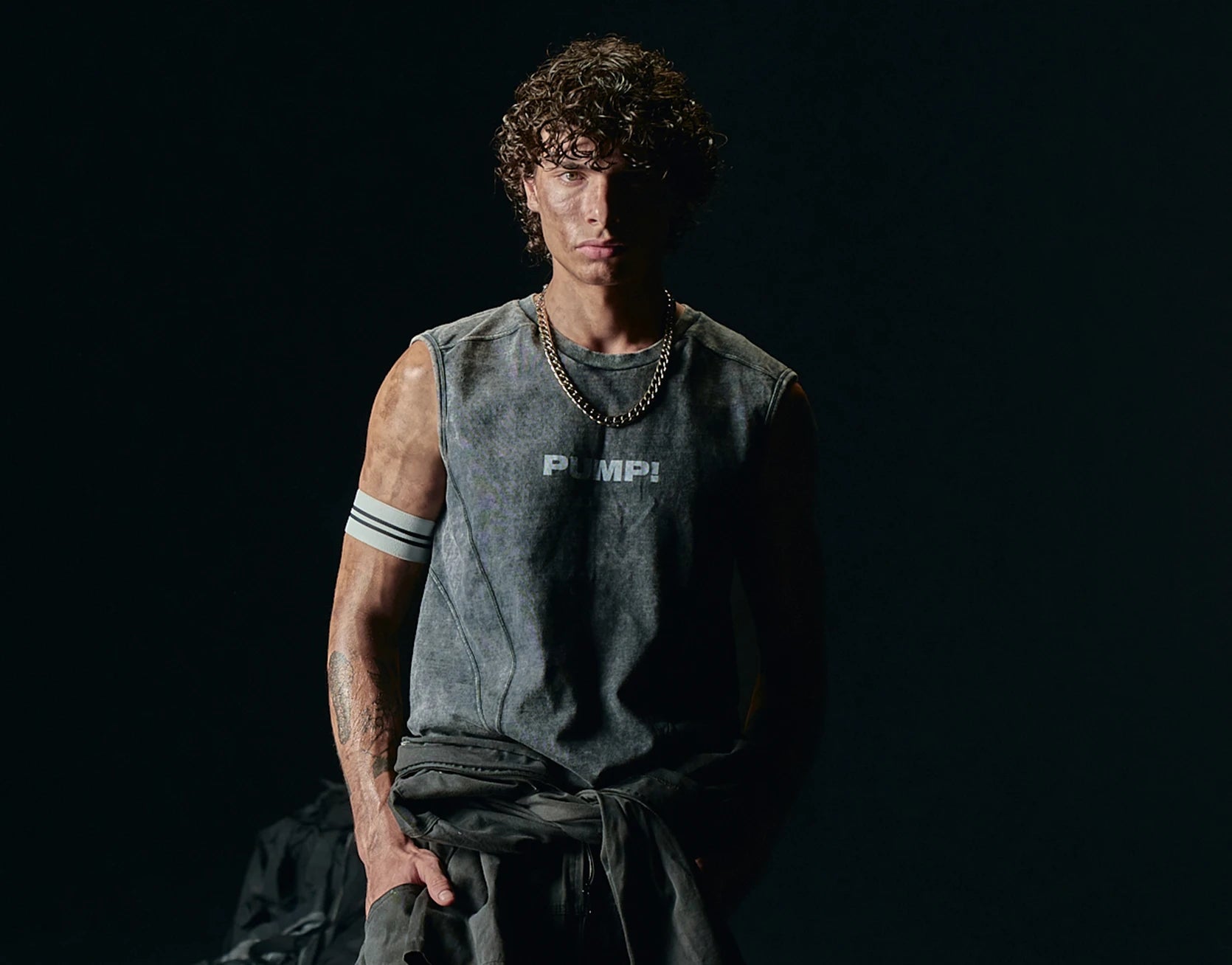 PUMP! Washed Denim Black Tank Top - BANG & STRIKE (view 9)