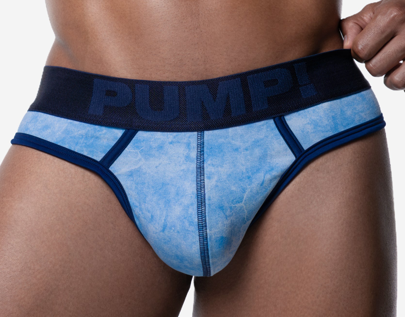 PUMP! Washed Denim Bubble Blue Thong - BANG & STRIKE (view 6)