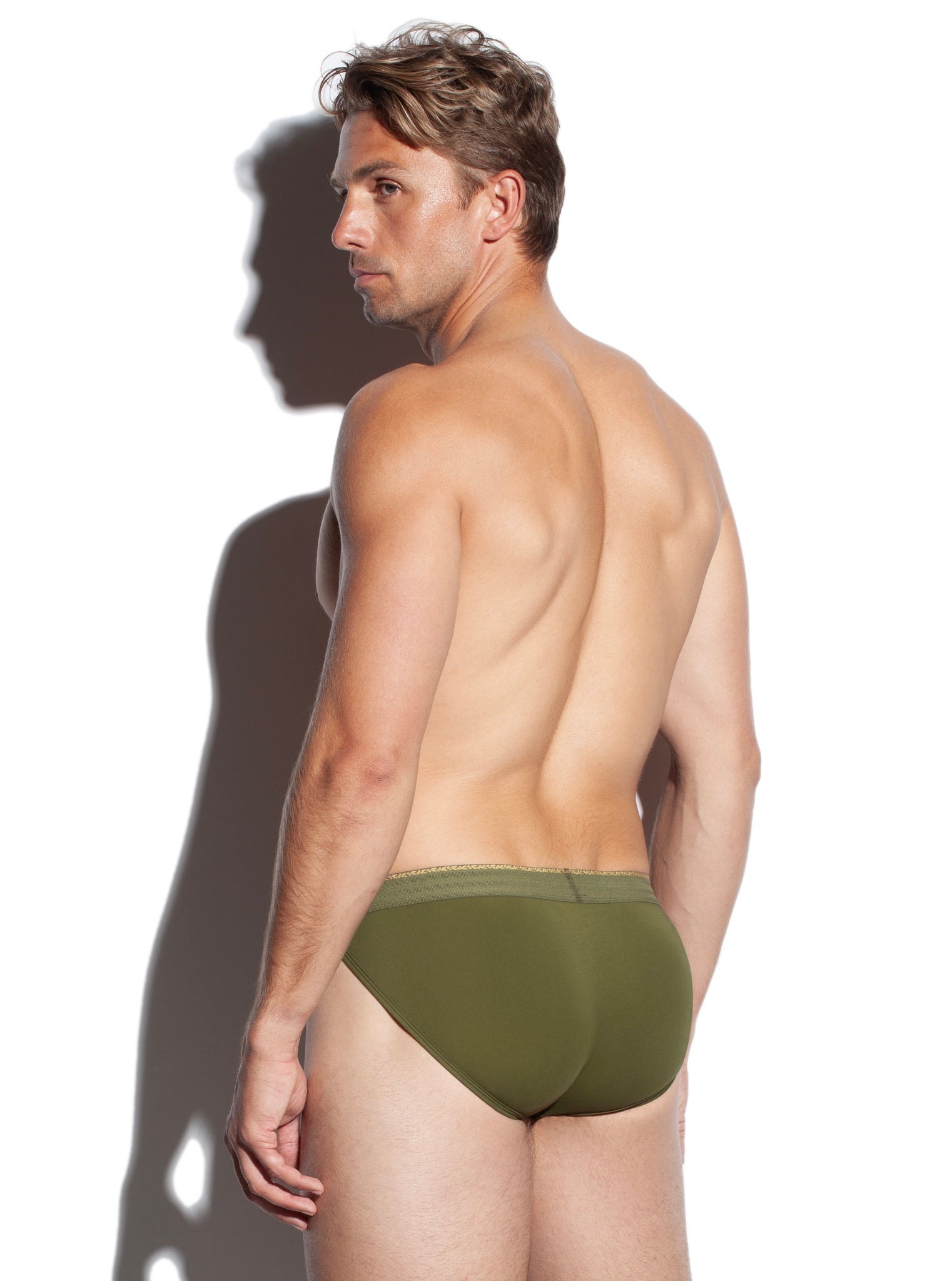 SALIGIA Green Greek 140s Cotton Olive Sport Brief - BANG & STRIKE (view 3)