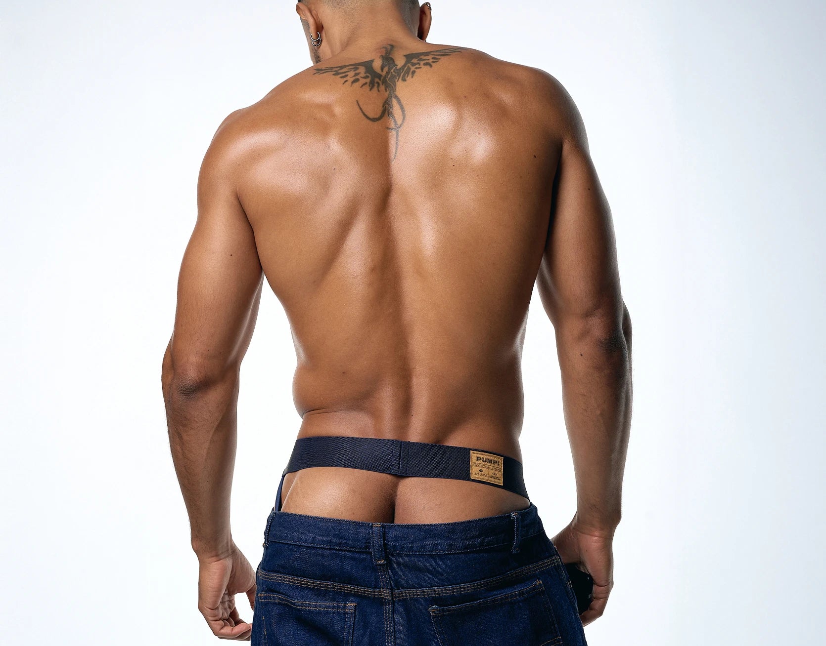 PUMP! Washed Denim Indigo Blue Jockstrap - BANG & STRIKE (view 6)