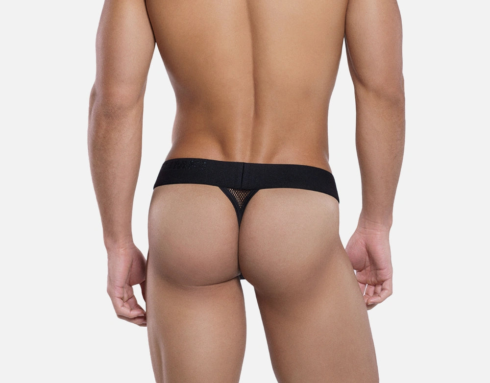 pump switch mens thong with Y back feature detail