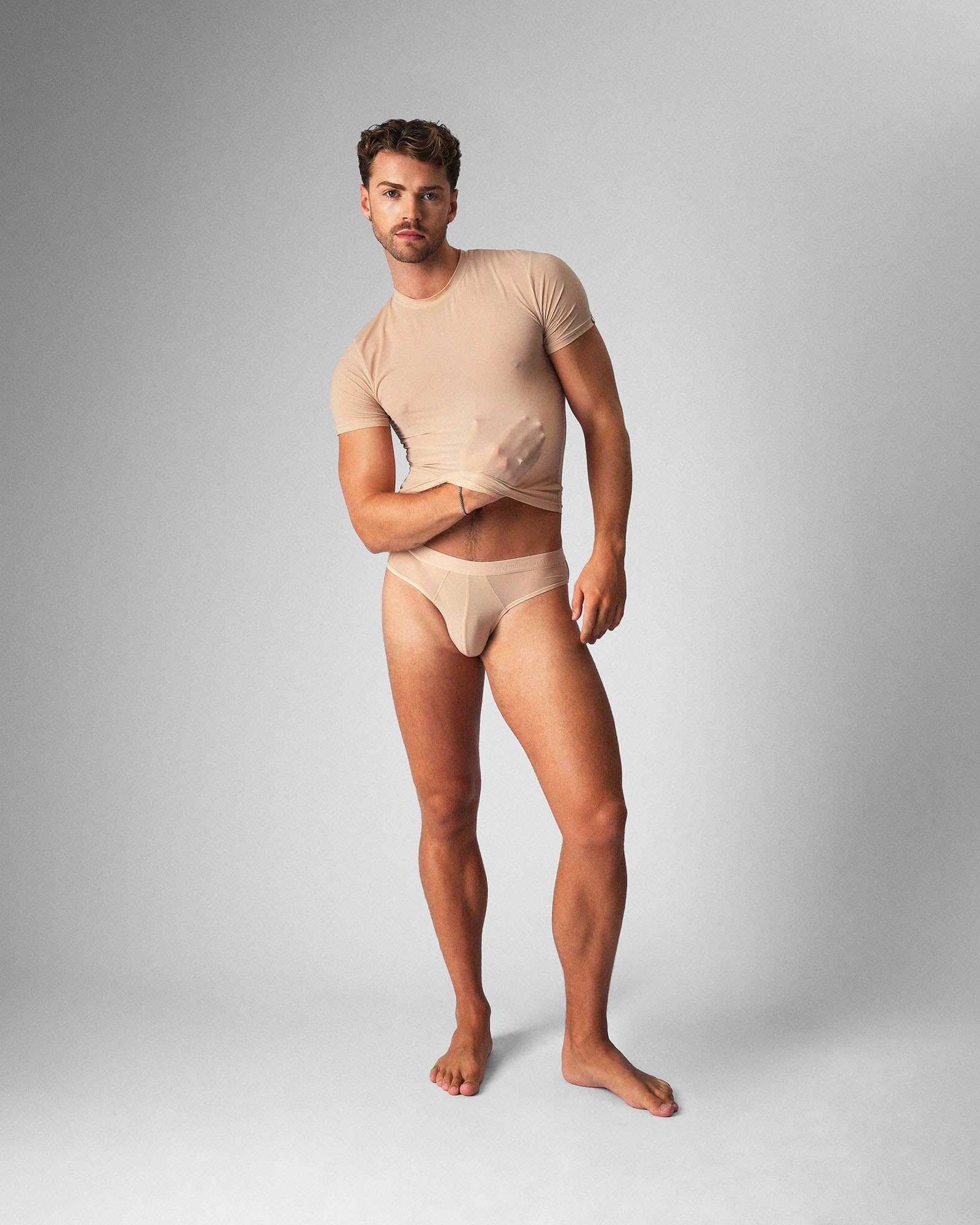 TEAMM8 Allure Sheer Cropped Tee Husk