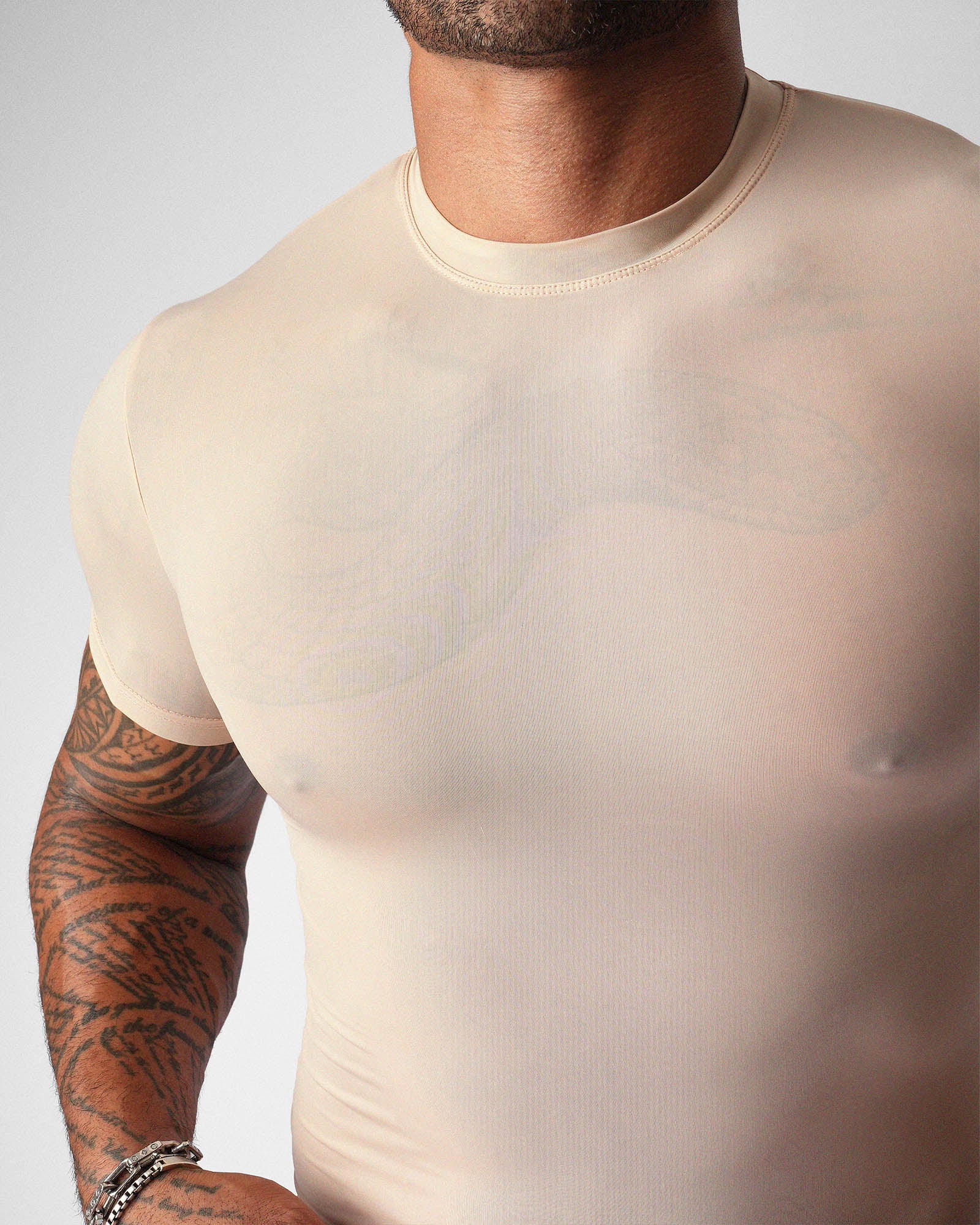 TEAMM8 Allure Sheer Cropped Tee Husk