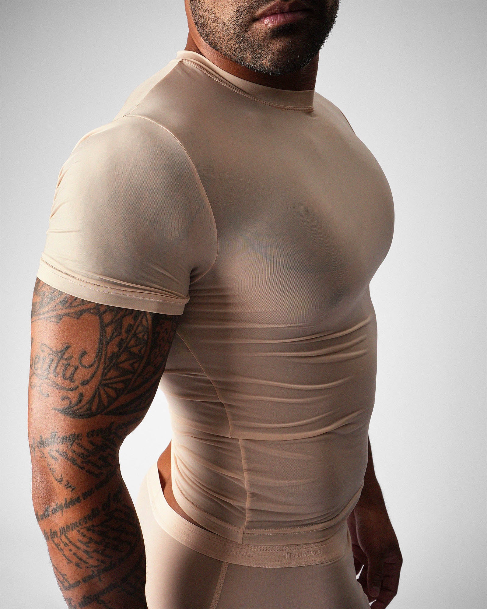 TEAMM8 Allure Sheer Cropped Tee Husk
