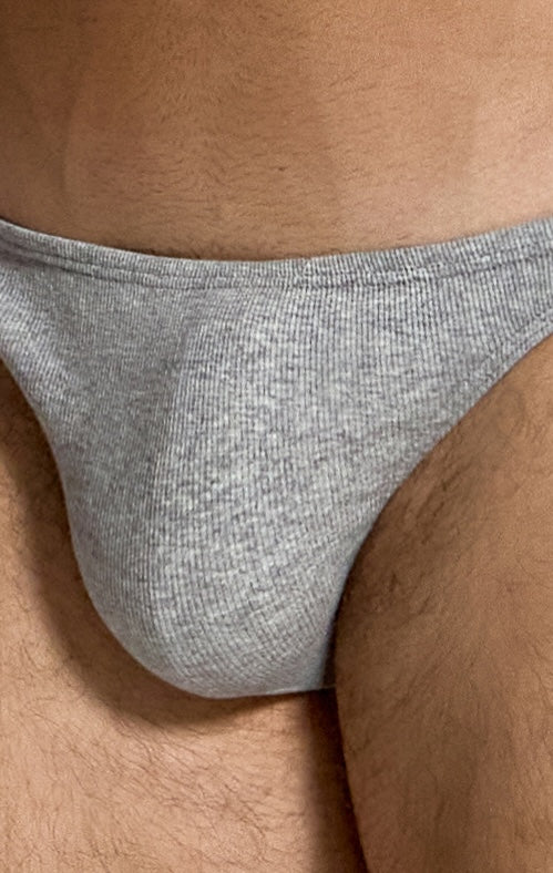 Modus Vivendi Ribbed Cotton Low Cut Brief Grey - BANG & STRIKE (view 6)