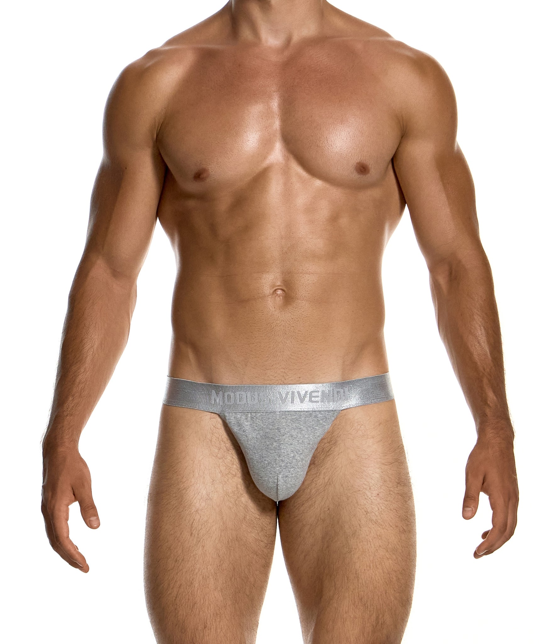 Modus Vivendi Ribbed Cotton Tanga Brief Grey - BANG & STRIKE