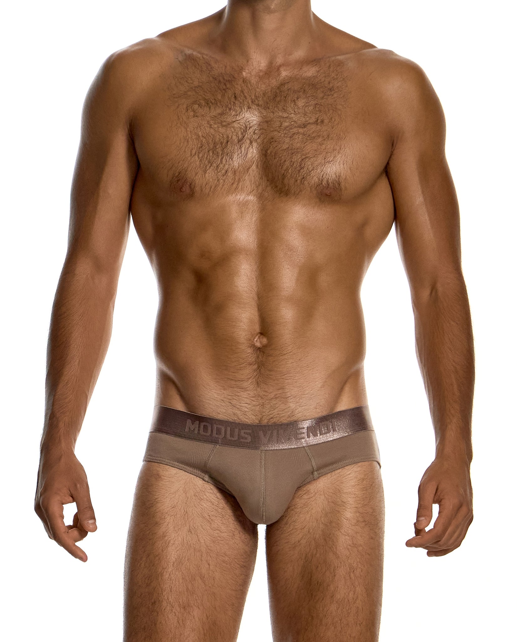 Modus Vivendi Ribbed Cotton Classic Brief Dark Skin - BANG & STRIKE (view 2)