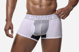 White and grey PUMP! Match Point Deuce Boxer worn by a male model, front view