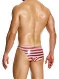 Modus Vivendi Red Striped Low Cut Swim Brief - BANG & STRIKE (view 3)