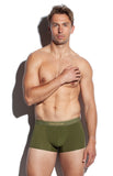 SALIGIA Green Greek 140s Cotton Olive Trunk - BANG & STRIKE