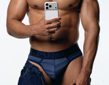 PUMP! Washed Denim Indigo Thong - BANG & STRIKE (view 6)