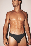 STRIKE PRO Core Cotton Slip Brief in Graphite grey, lifestyle view on model