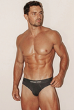 STRIKE PRO Core Cotton Hip Brief in Graphite grey, three-quarter standing pose on model